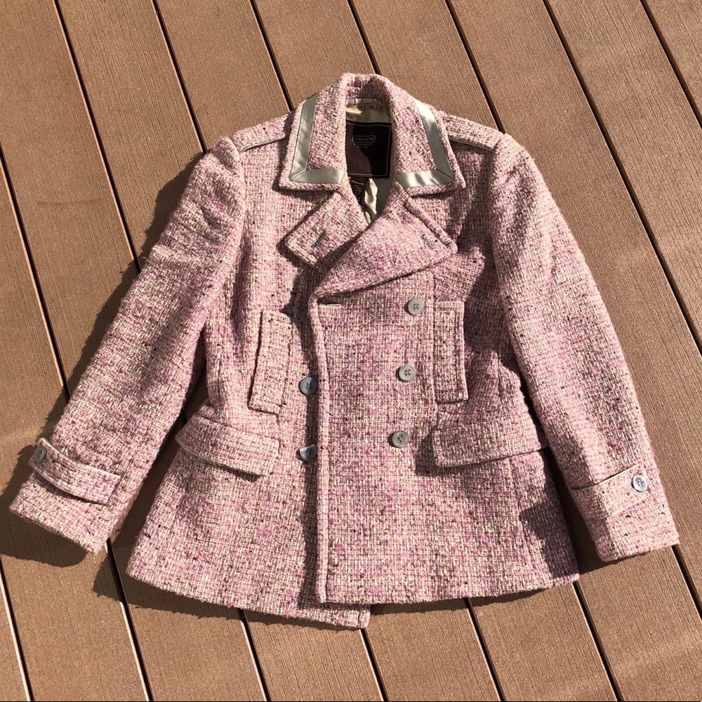 VGUC Coach pink tweed peacoat